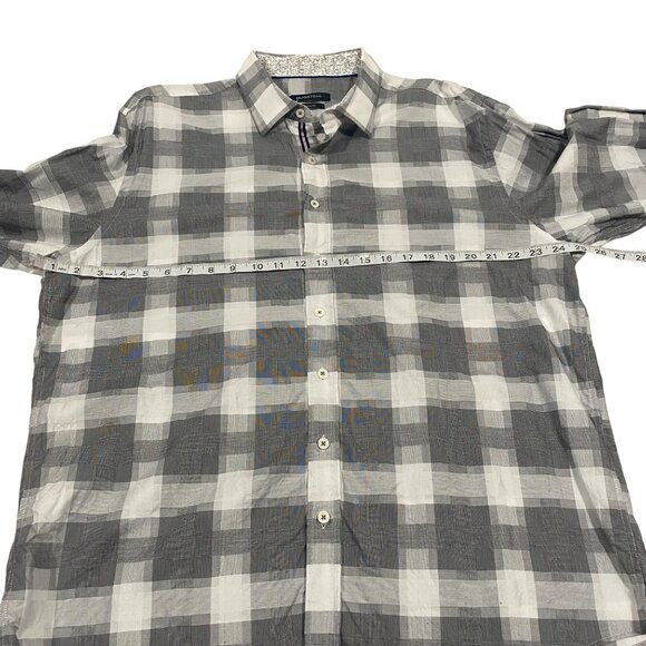 Bugatchi Gray Plaid Long Sleeve Button Up Shirt Men's Size XL - Picture 5 of 10